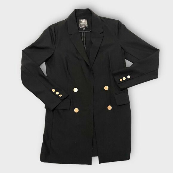Box Double Breasted Women's Blazer Size M Gold Buttons Office Chic Versatile - Picture 1 of 11